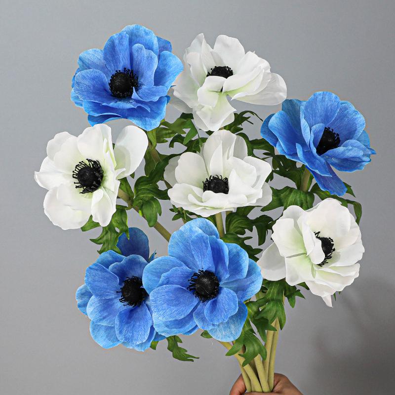 Искусственная ветка Real Touch Искусственные цветы Садовый декор Имитация цветка Розовая анемона Балконное украшение