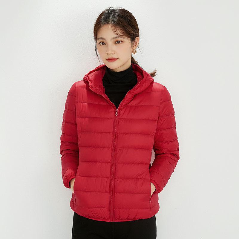 Autumn and winter new Korean version slim casual light down jacket women's hooded large size jacket white duck down tide
