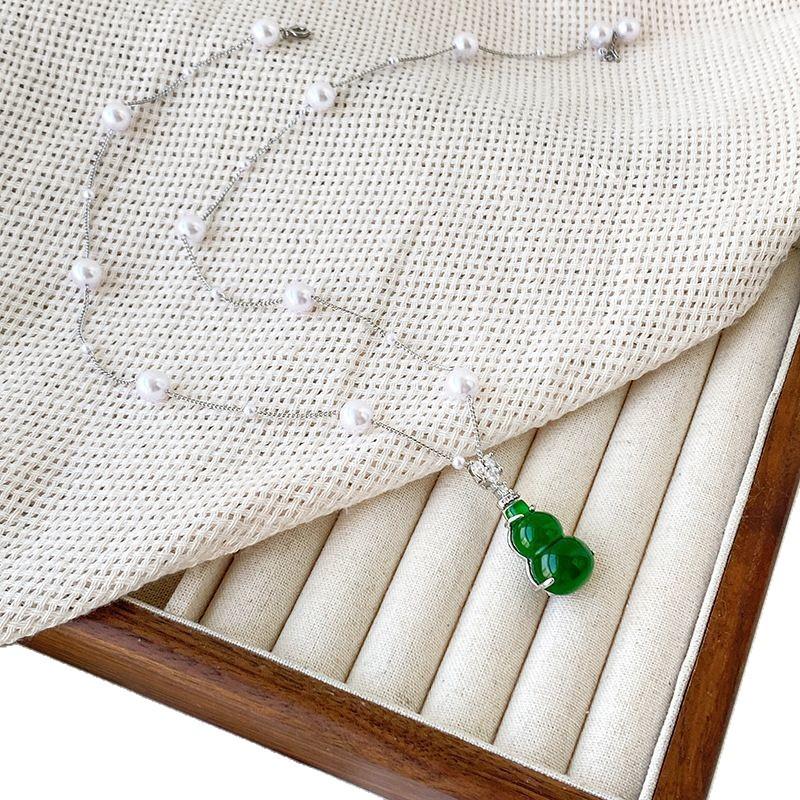 Женское зеленое ожерелье из титановой стали с подвеской в виде тыквы - Элегантная легкая роскошь, цепочка для ключицы