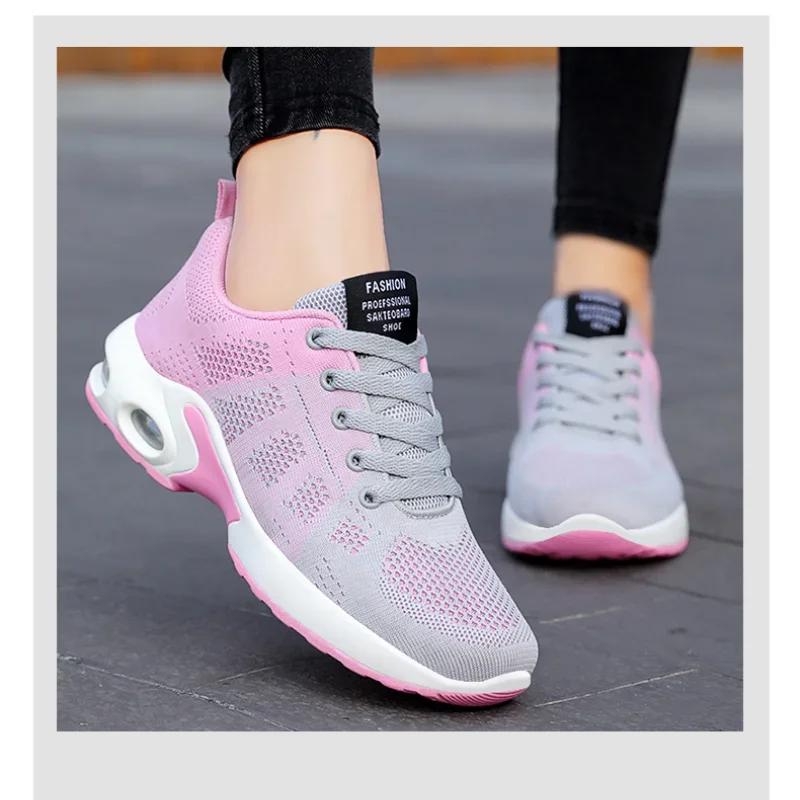 Новые осенние женские сетчатые туфли Уличные нескользящие кроссовки Повседневная удобная спортивная обувь Модная женская обувь больших размеров Zapatos