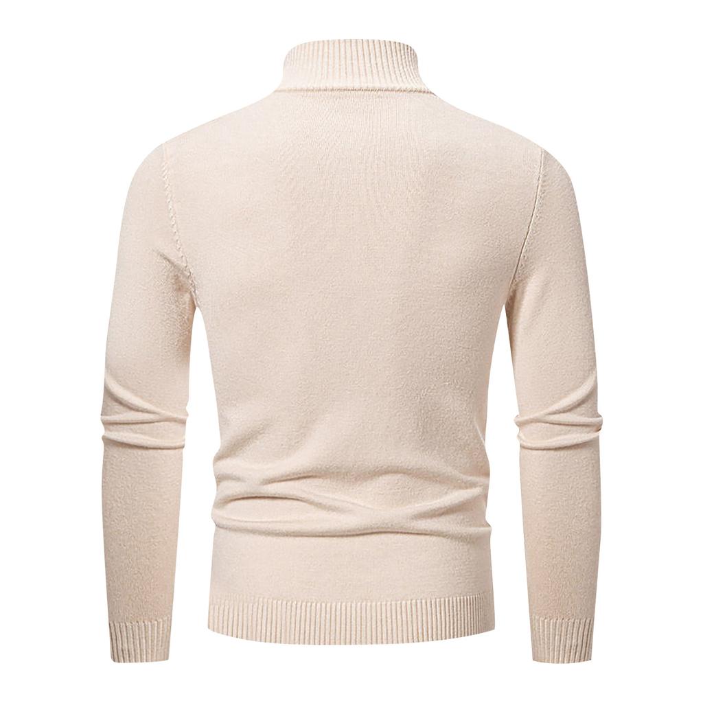Мужская осенне-зимняя повседневная водолазка, вязаный однотонный свитер с орнаментом