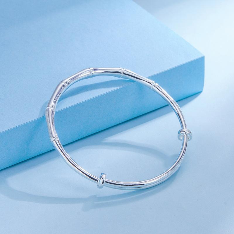 Bamboo Pure Silver Bracelet for Women S999 Full Silver 2023 New Solid Push Pull Youth Silver Bracelet Fashion Bracelet