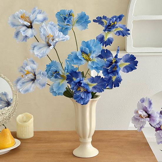 Iris Artificial Flower Realistic Faux Iris Flowers 33" Soft Fabric Indoor Outdoor Decor for Wedding Bridal Bouquets Centerpieces