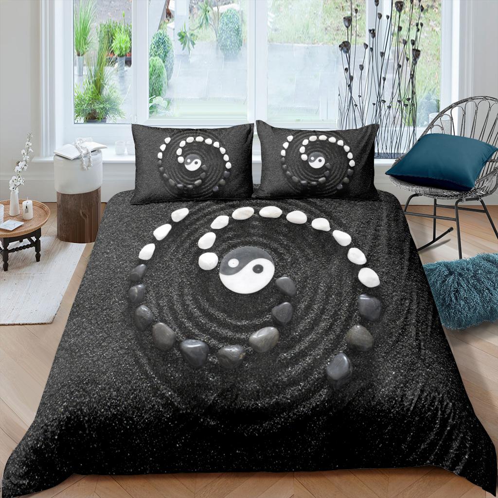 Комплект пододеяльника с принтом Инь и Ян 3D-принт Сплетни для детей, подростков, взрослых Покрывало для одеяла Королевского размера Комплект постельного белья из полиэстера