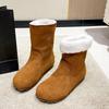 Женские Двухсторонние Снежные Утепленные Женские Зимние 2025 Новые Ботильоны в Ретро-стиле из Овечьей Шерсти Плюс Бархатные Хлопковые Туфли