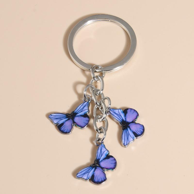 Cute Colorful Butterfly Enamel Flying Animals Key Chains For Women Girls Accessorie Handmade Jewelry Bag Charm