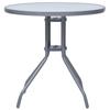 vidaXL Gartentisch Hellgrau 80 cm Stahl und Glas