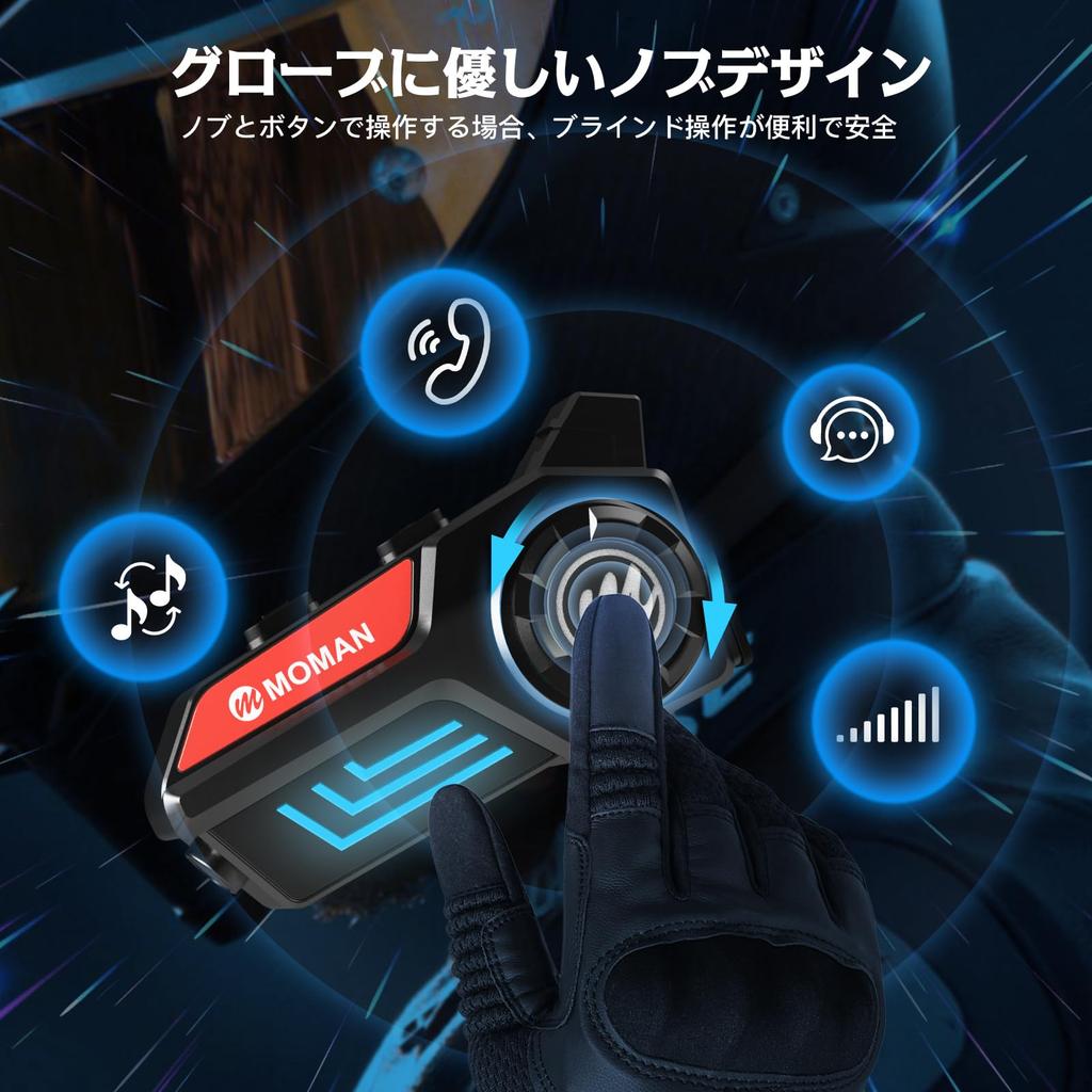 Мотогарнитура Moman H4S со светодиодной фарой RGB, голосовым управлением, 32 часа непрерывной беспроводной работы, IPX6, 1000 мАч, голосовой помощник Siri, автоматический ответ на звонок, шумоподавление, мотоциклетная