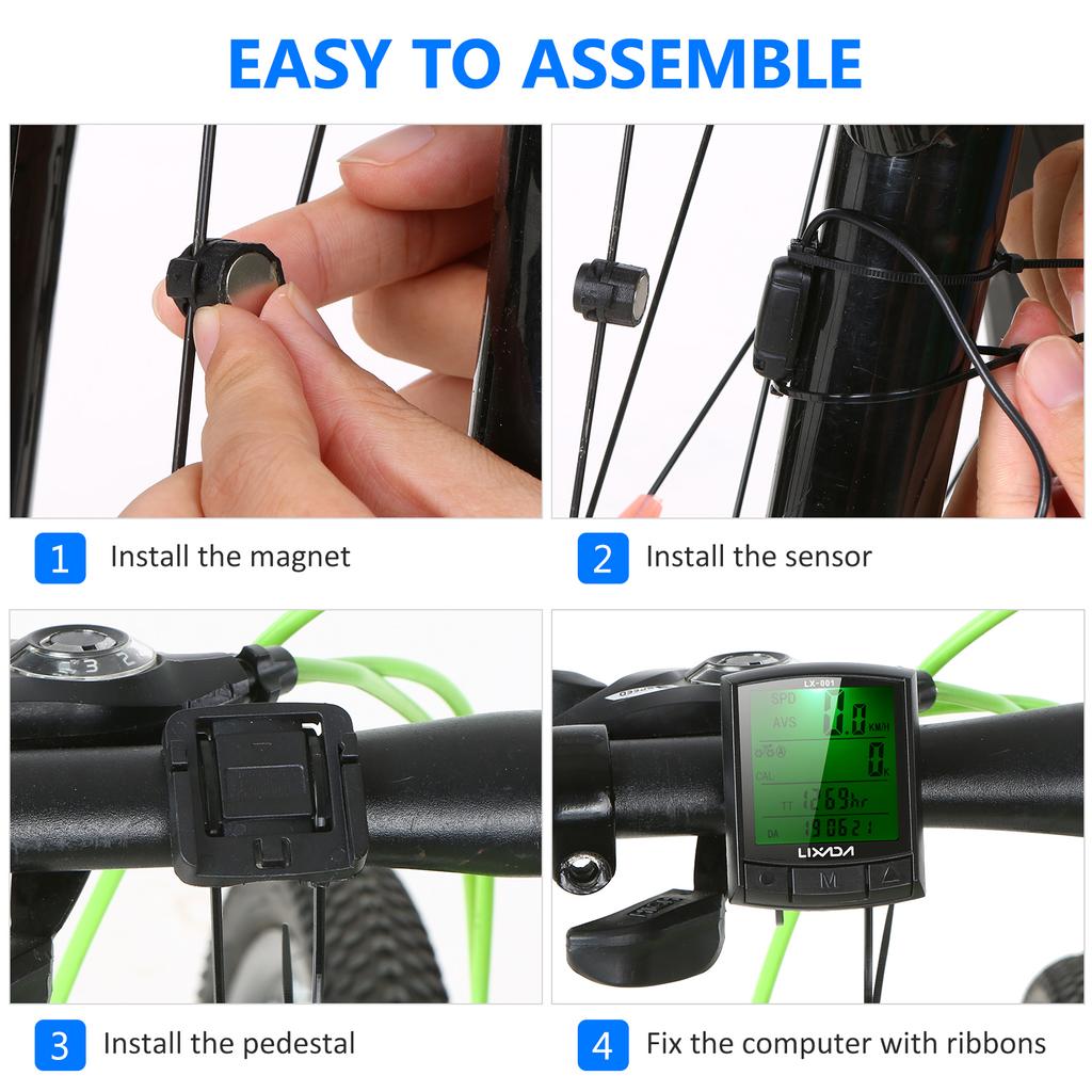 Lixada Велосипедный компьютер Велосипедный спидометр Одометр MTB Шоссейный велосипедный компьютер