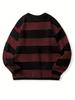 Men's Retro Wool Knitwear: Color Block Striped, Round Neck, Soft & Cozy, Loose Fit, Autumn/Winter Edition.