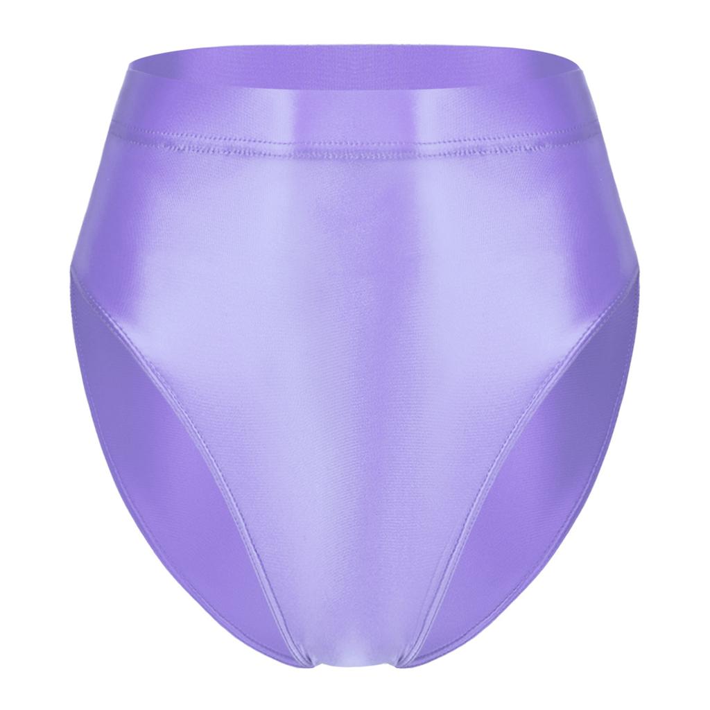 Womens Swimsuit Glossy Solid Color High Waist Briefs Underwear Swimsuit Bottom Beach Pool Party Sunbathing Swimwear