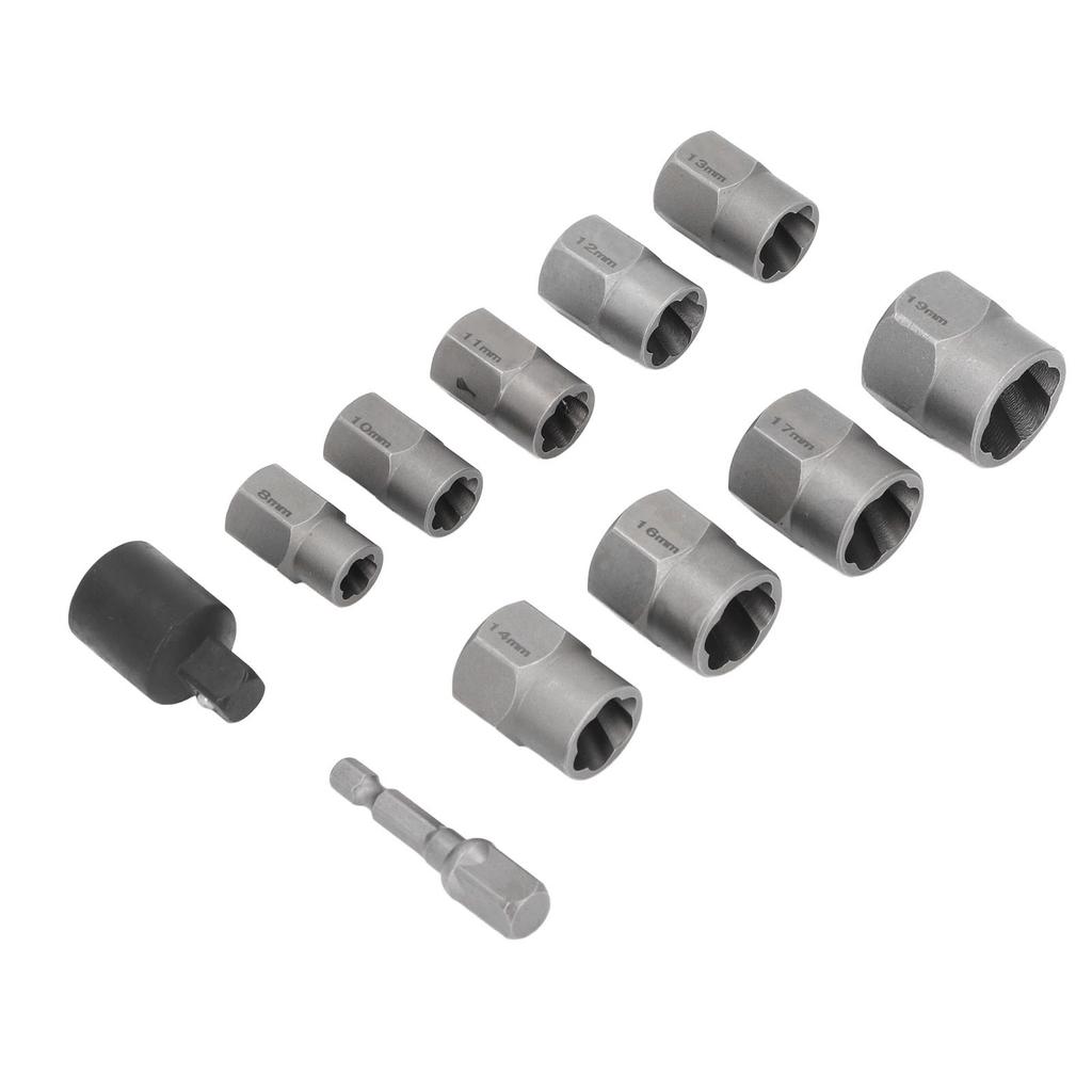 Набор экстракторов гаек 9 шт. Экстрактор болтов с 3/8-дюймовым приводом и шестигранным адаптером для сорванных, заржавевших гаек