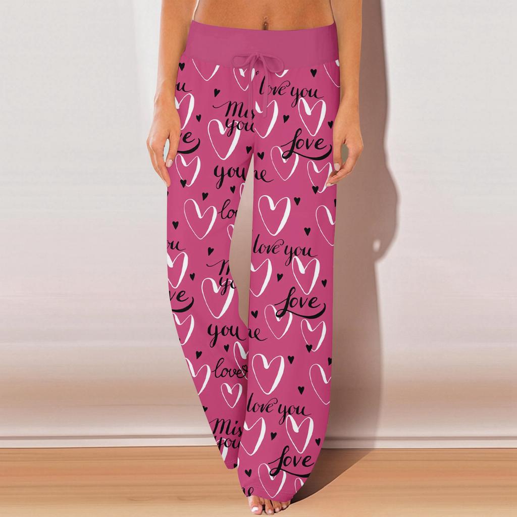 Женские пижамные штаны, одежда для сна, повседневные брюки с эластичной резинкой на талии, удобные прямые свободные брюки для йоги