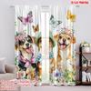 2pcs,2D Plane Printing Print Curtains Floral Canine Trio Durable 100% Polyester Fabric (without Rod) Decorations For Home for