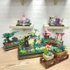 Simulation Bonsai Plant Succulents Sakura Blossom Potted Mini Building Blocks City Street View Tree Flower Bricks Toys Gifts