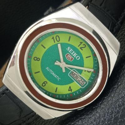 ЯПОНИЯ ВИНТАЖ SEIKO 5 АВТОМАТИЧЕСКИЕ 7009A МУЖСКИЕ ЧАСЫ С ЗЕЛЕНЫМ ЦИФЕРБЛАТОМ a703043-1