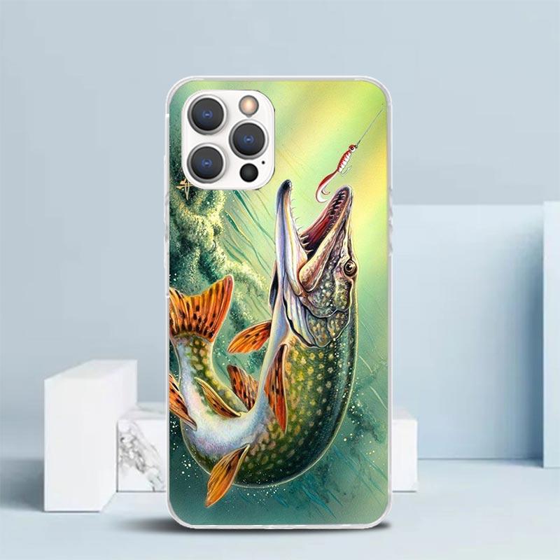 Морская рыбалка Рыбалка Рыба Удочка Чехол для телефона Для IPhone 16 17 Air 16E 15 14 Plus 13 Mini 12 11 Pro Max 7 8 + SE 2020 Мягкий ТПУ Ba