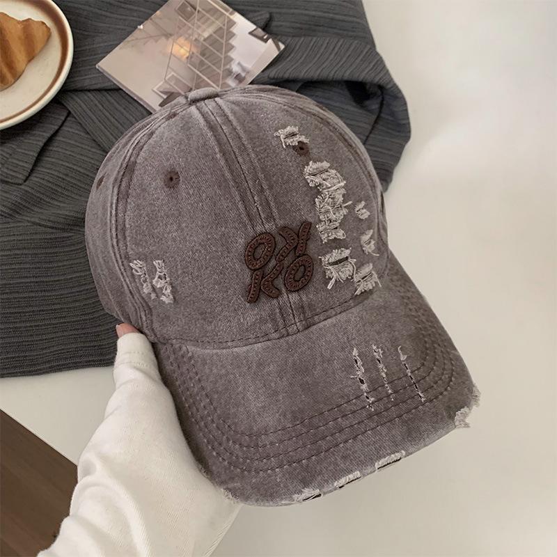 Ретро кепка с дырками женская весенне-летняя новая выстиранная универсальная кепка, подчеркивающая лицо, маленькая шляпа, тренд