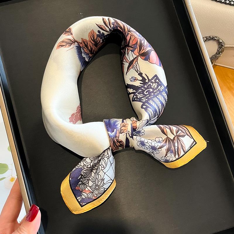 New 100% Natural Real Silk Women Scarf Printed Scarfs Bandana Women Square Scarves Hijab Shawls Warp Neckerchief Female Foulard