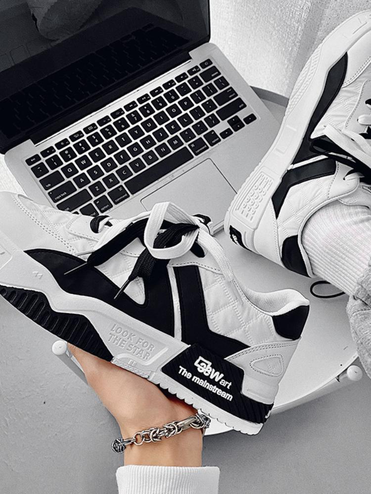 Fashion Designer Shoes for Men Casual Platform Sneakes Two-tone Lace Up Trainers Fashion Student Sneakes Mens Vulcanized Tenis Masculino