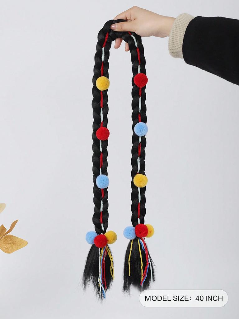 Этнический ветер цветной парик с косичкой цветная веревка коса