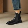Мода 2025 Новые Осенние Женские Ботинки из Натуральной Кожи с Круглым Носком и Массивным Каблуком Женские Лаконичные Ботильоны Зимние Ботинки Ботинки Челси