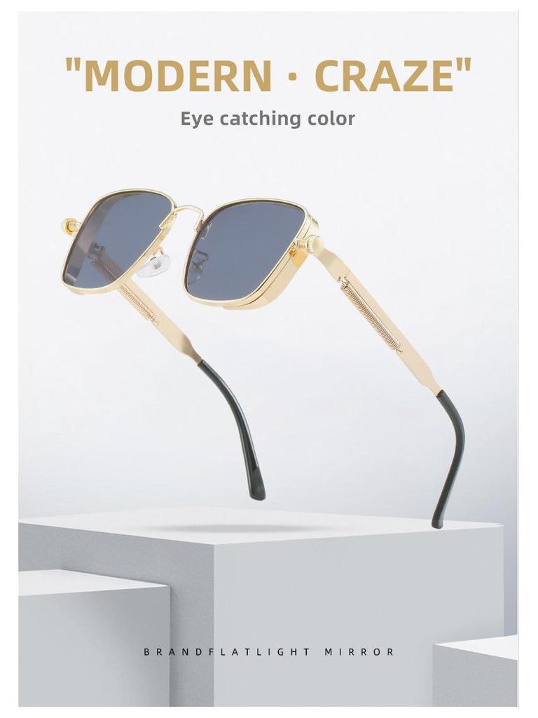 2025 Retro Square Steampunk Metal Sunglasses with Universal Fit