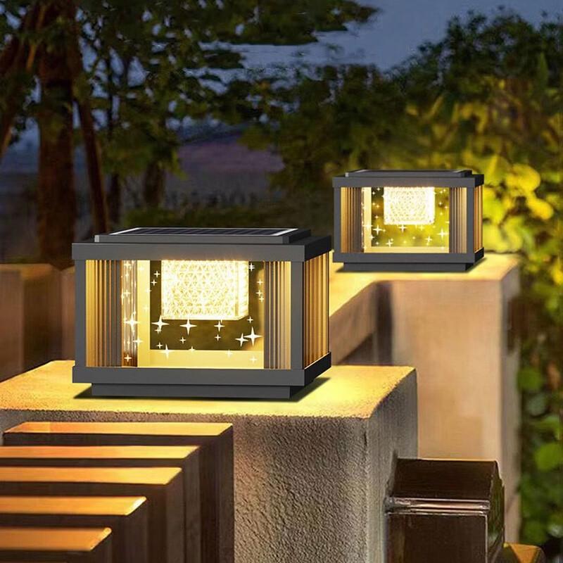 Minimalist Solar Glass Pillar Light, Starry Sky