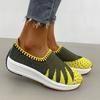 Rimocy Spring Autumn Flat Platform Shoes For Women Breathable Mesh Slip On Flats Woman Striped Knitted Casual Shoes Plus Size 43