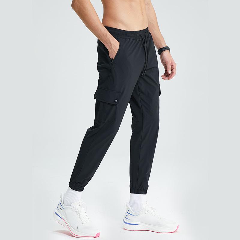 Мужские летние быстросохнущие эластичные спортивные брюки, свободного кроя, тянущиеся в четырех направлениях, манжеты на щиколотках, повседневная одежда для фитнеса