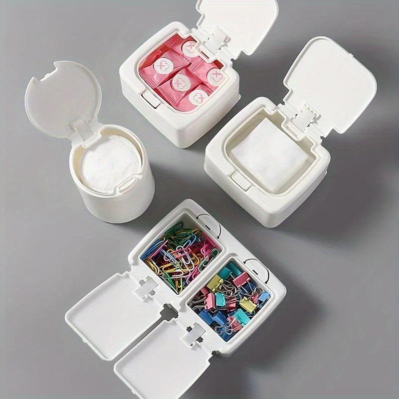 1pc Desktop Storage Box with Mini Lid and Pop-up Window,Swab,toothpick,Cosmetics,rubber bands,Student Miscellaneous Sorting Box