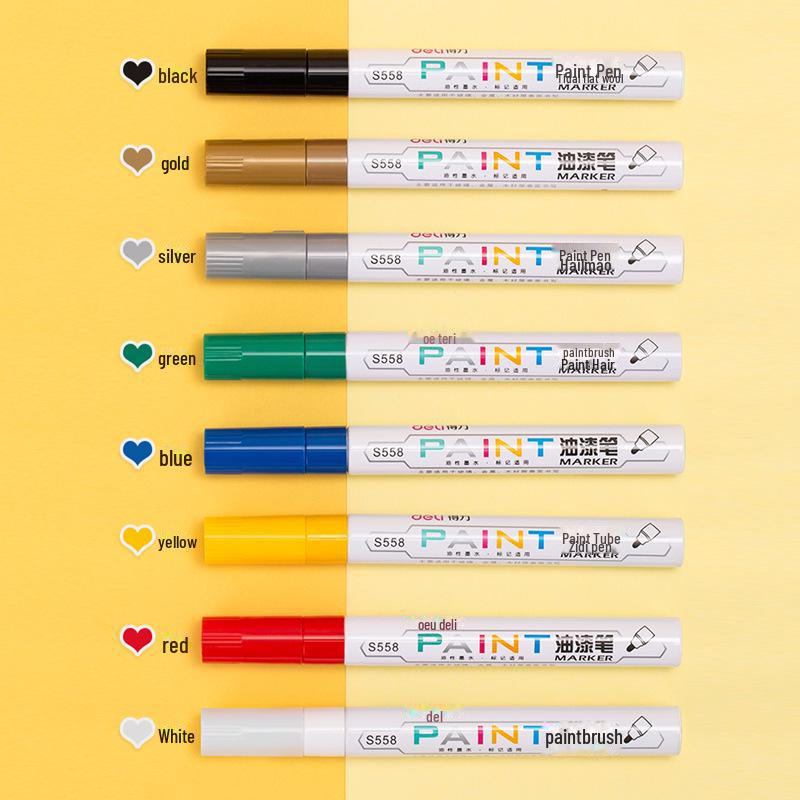 "Deli Белый Водостойкий и Маслостойкий Маркер для Покраски Шин - Невыцветающий Масляный Граффити-Маркер"