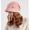 Hot Fashion 7 Colors Women Winter Plush Pile Hat Scarf Set Outdoor Warmth Cover Wide Brim Show Face Small Ear Protection Moon Hat Knitted Girl Hat Cap