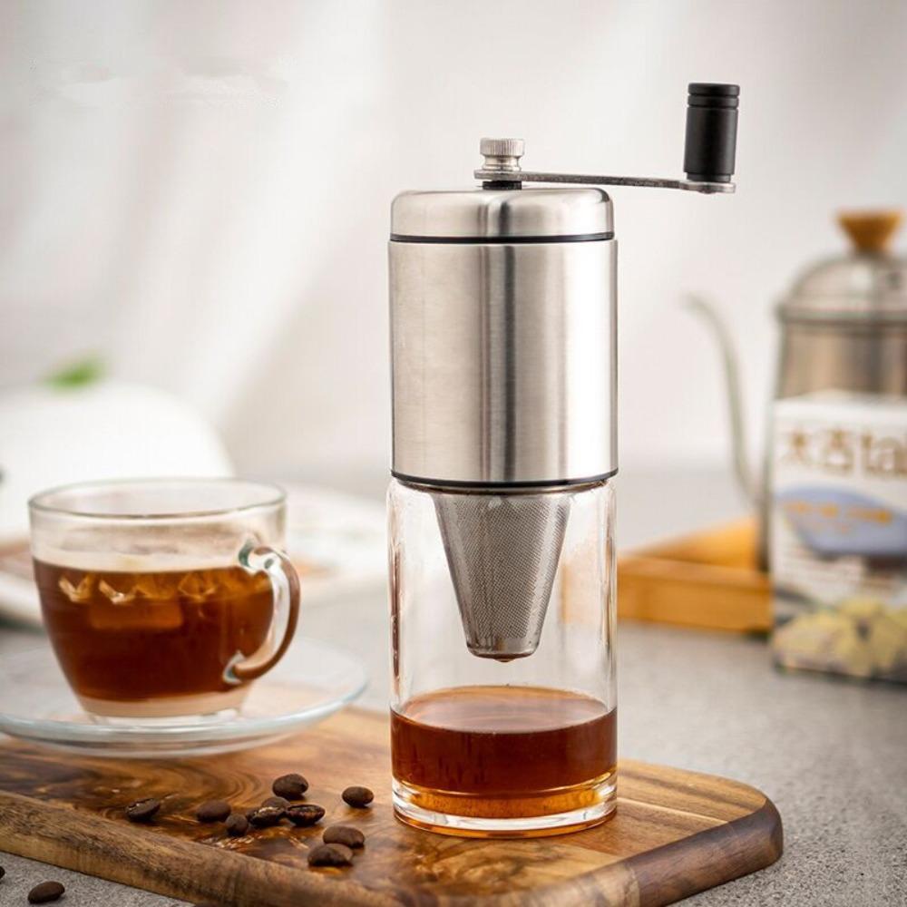 2 in 1 Hand-cranked Coffee Grinder Manual with Filter Travel Coffee Mill Adjustable Coarseness Ceramic Grinding Core