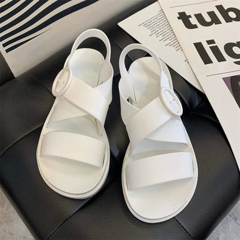 Trendy Flat Sandals for Women Korean Style Pvc Roman Slippers Girl Fashion Summer Slides Match Skirts Hot Selling Wholesale