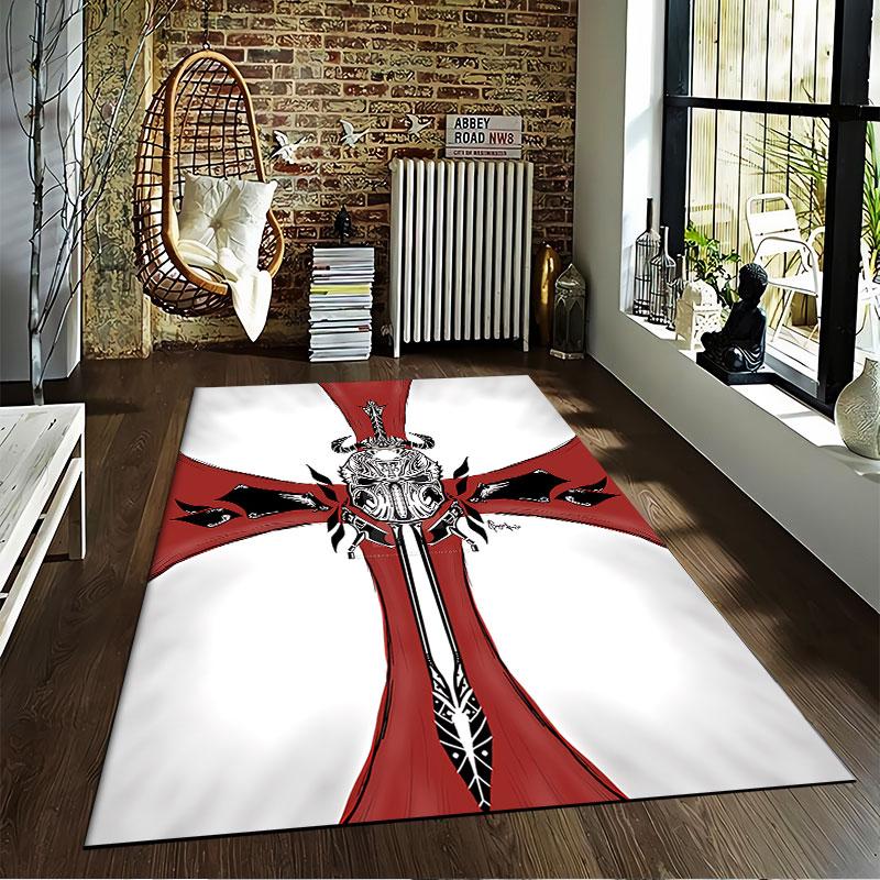Sword and Helmet Emblem Carpet suitable as a non-slip mat for the living room or bedroom sofa