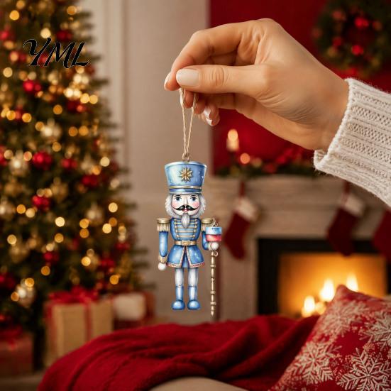 Christmas Fireplace Ornament 12/24/36Pcs Nutcracker Wooden Ornaments, Watercolor Soldier Hanging Decoration Decorative Set for Tree, Holiday