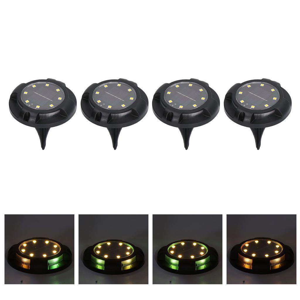 4sets Solar Ground Lights 5W Side Glowing Colorful Gradient IP65 Waterproof Dustproof Solar Ground