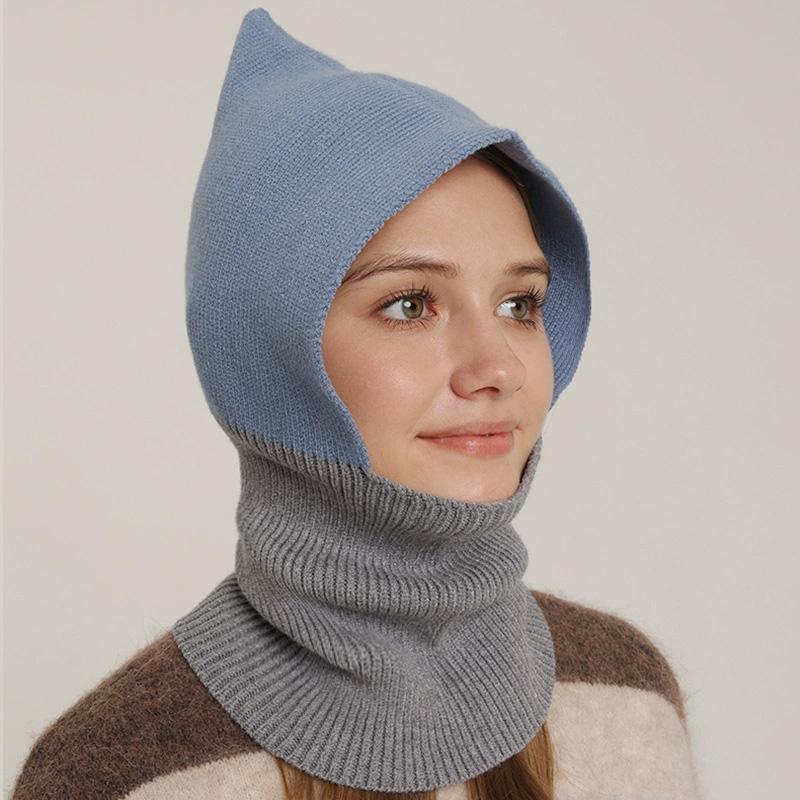 1Pc Scarf Baraklafa Hat Wool Winter Knitted Warm Polyester Ear Protection Splicing Cap