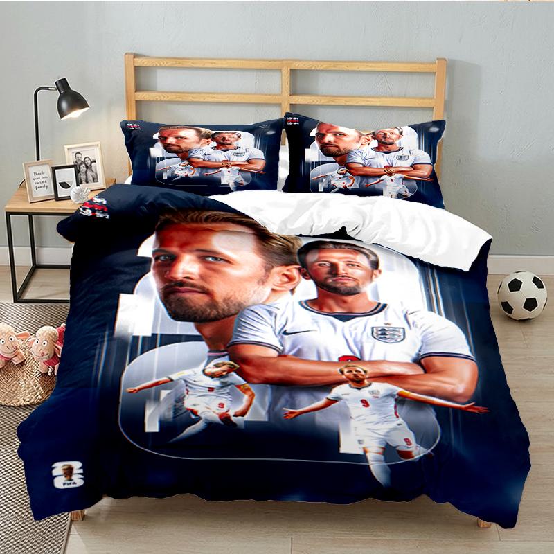 3PCS Football Player Kane Bedding set,Ideal for1pc Duvet Cover And 2pcs Pillowcases Perfect for Christmas gift,Ideal for Bedroom, Dormitory