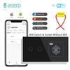 BSEED 1/2/3-клавишные Wifi сенсорные выключатели света Tuya Smart Life Приложение Alexa С розетками EU, портами питания USB, конденсатором в комплекте, черный