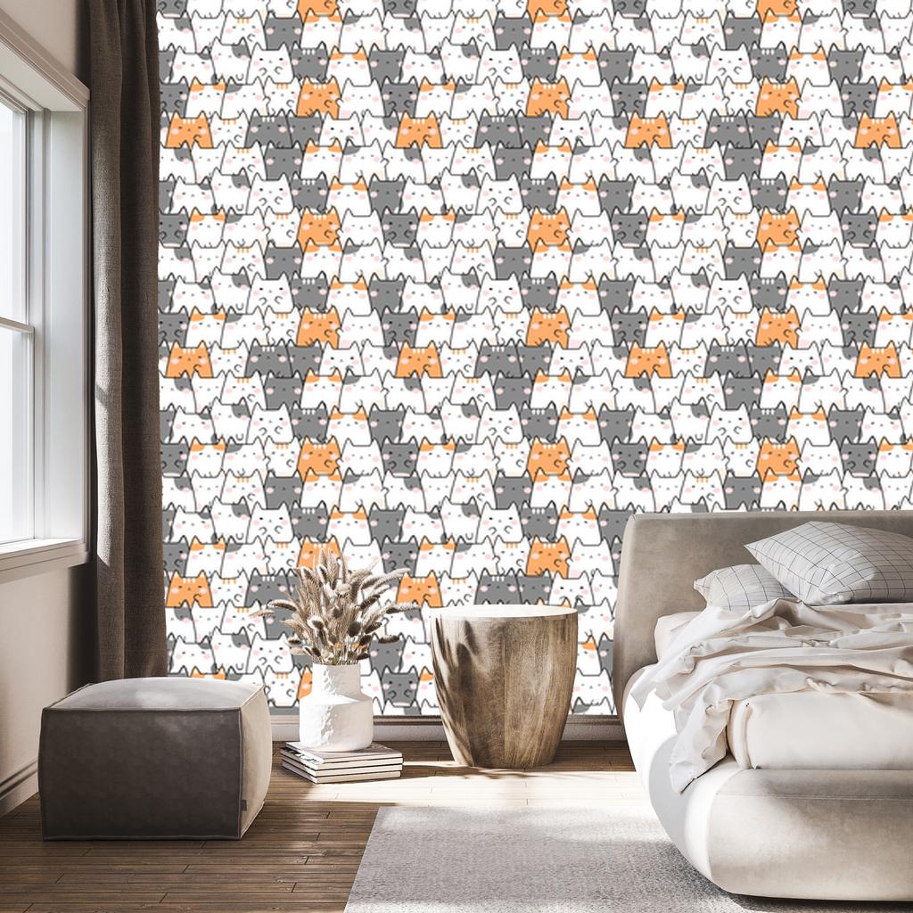 Wallpaper Multicolored Kittens for Living Room and Bedroom 50x1000