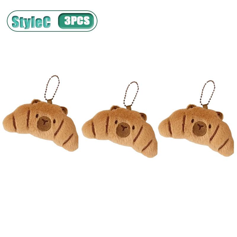 1-10PCS Adorable Capybara Plushie Keyring Funny Bread Topper Anime Style Fluffy Hanging Toy Cute Food Decor For Teens