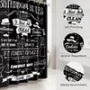 Funny Bathroom Rules Shower Curtain, Black & White Typography Print, Waterproof Fabric for Bathroom, Humorous Home Decor