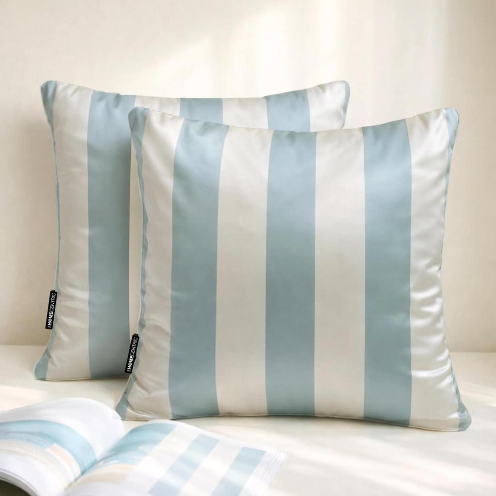 Design Decorative Throw Pillow Covers, Striped Modern Satin Cushion Cover Pack of 2 Pillowcases