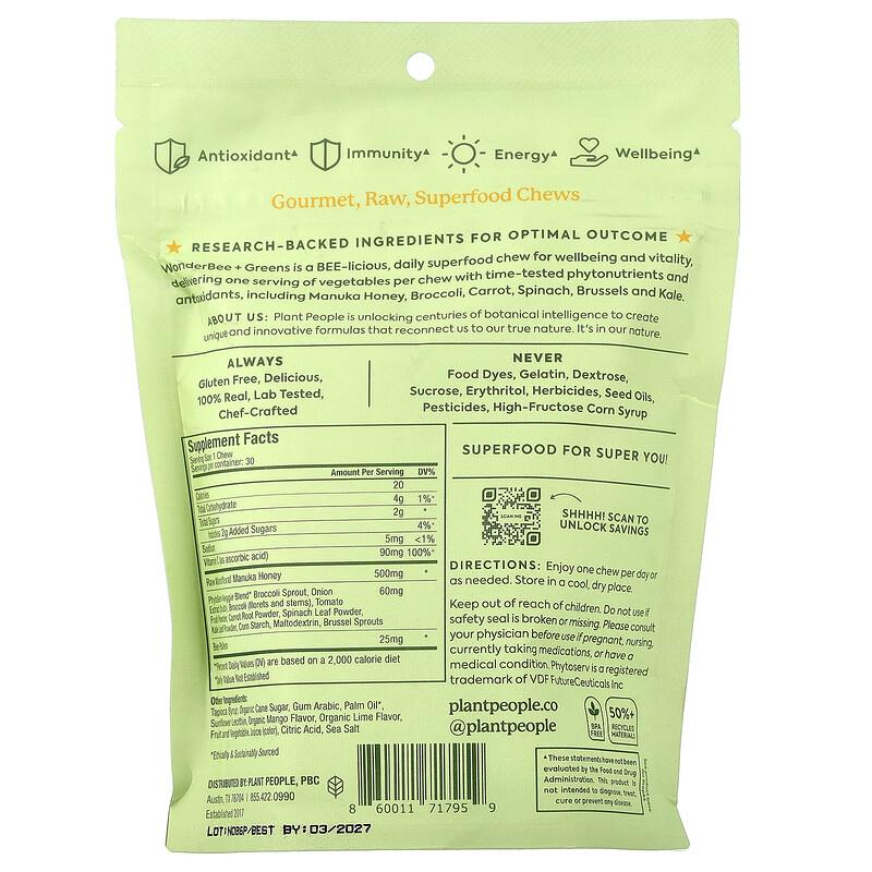 WonderBee®, Superfood & Greens Honey Chews, Mango Lime, 30 Chews