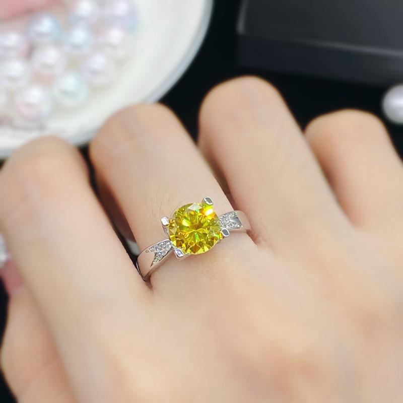 POMOiii Новые темпераментные желтые кольца круглой формы для женщин, с цирконом на день Святого Валентина, изысканные лаконичные ювелирные изделия, подарок
