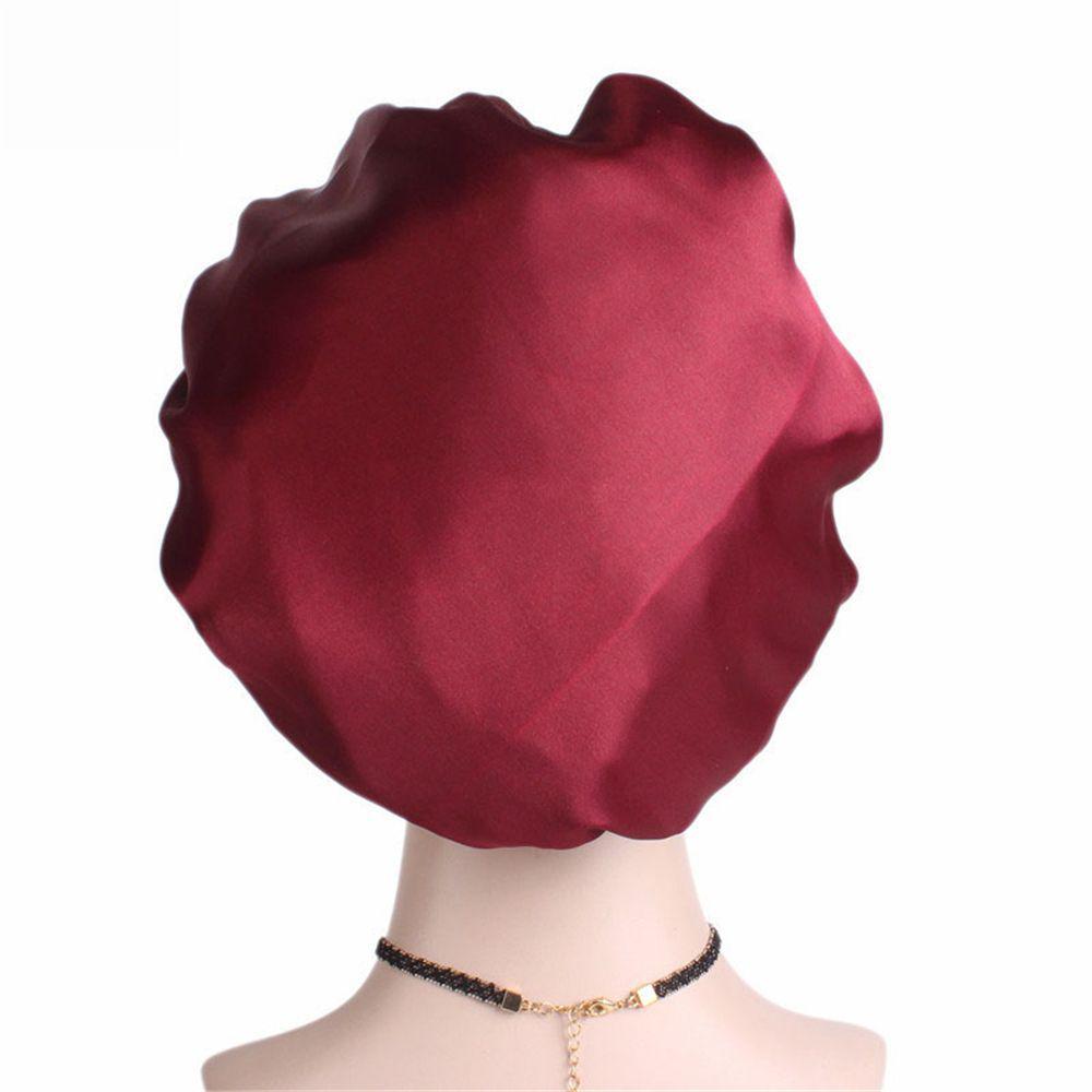 Soft Stretch Head Cover Night Sleep Hat Wide Band Satin Cap Elastic Head Wraps Hair Loss Chemo