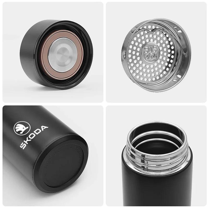 2025 New 500ml Car Insulated Cup Water Cup Coffee Tea Thermos Mug For Skoda Fabia Superb Yeti Octavia Enyaq Rapid Kodiaq Kamiq K