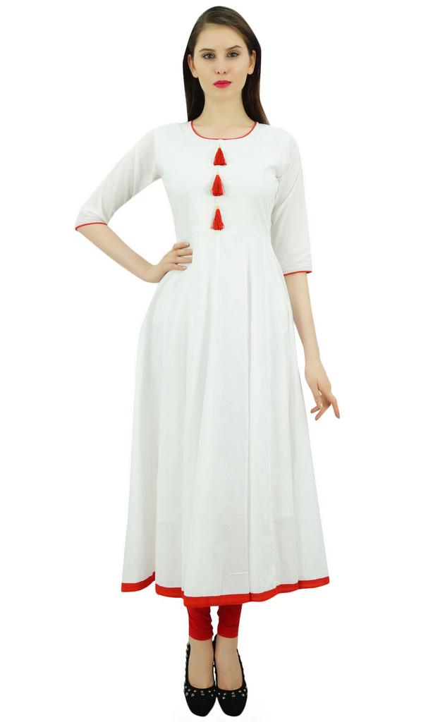 Bimba Женское дизайнерское этническое платье-курти Anarkali Kurta с кисточками